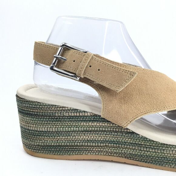 Donald J Pliner Sahar Wedge Sandal Womens 9.5 Tan Suede Crisscross Straps Padded - Picture 3 of 13